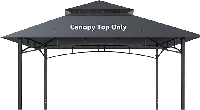Gazebo Replacement Canopy Top Waterproof Cover, Fits Model L-GZ136PST, Double-Tiered and UV-Resistant (Dark Gray)