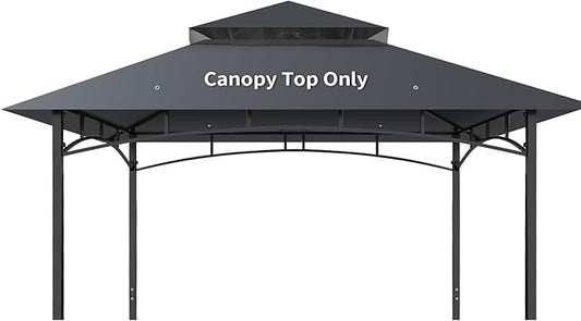 Gazebo Replacement Canopy Top Waterproof Cover, Fits Model L-GZ136PST, Double-Tiered and UV-Resistant (Dark Gray)