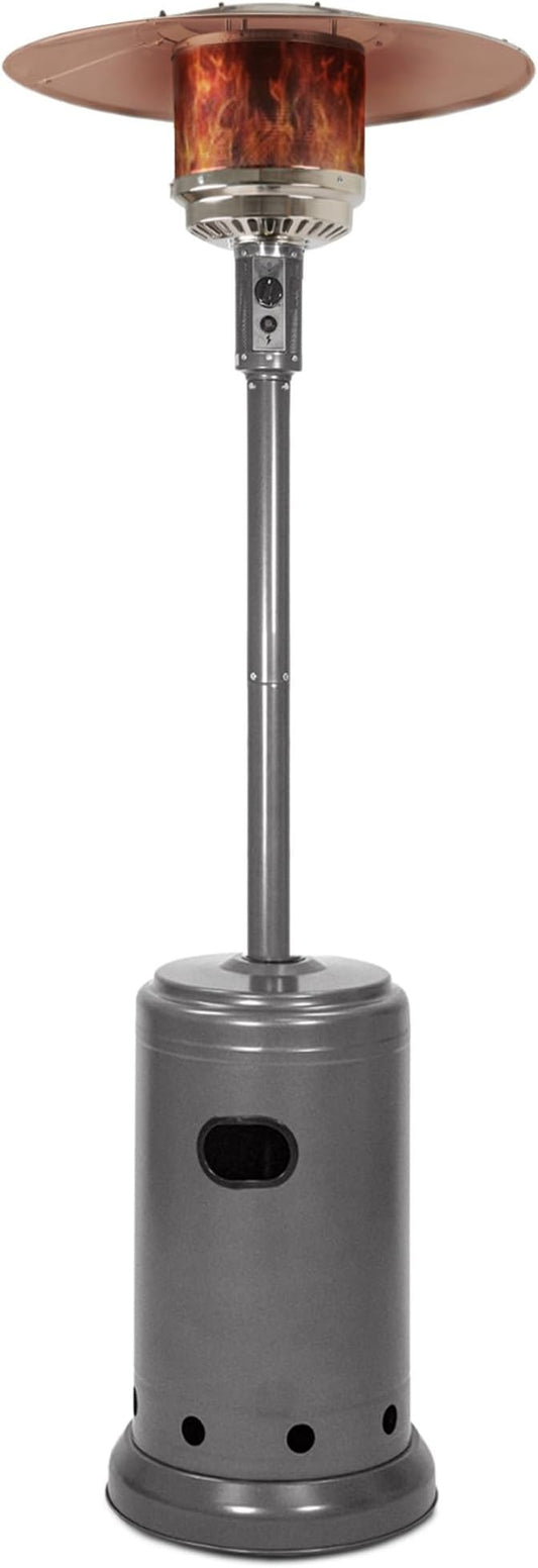 Amazon Basics 46,000 BTU Outdoor Propane Patio Heater with Wheels, Commercial & Residential, Slate Gray, with Water Tank, 32.1 x 32.1 x 91.3 inches (LxWxH)