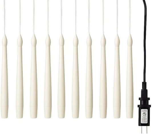 10 Hanging Christmas Tree Candle Lights, 24ft Plug-in LED Flameless Candles with Warm Glow, 8 Lighting Modes, Waterproof & Connectable for Indoor/Outdoor Holiday Decorations