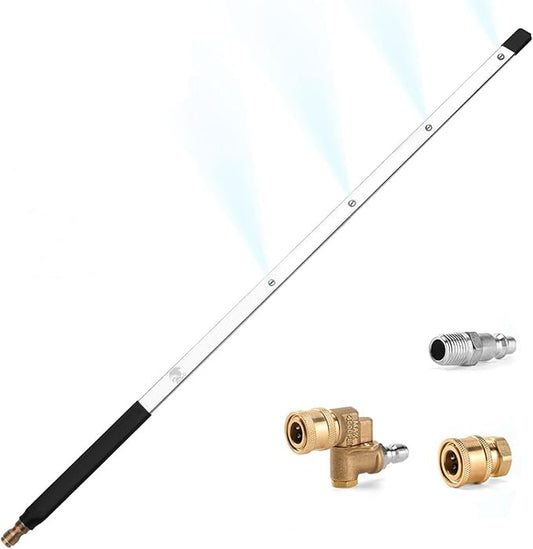4-port high-pressure cleaning machine nozzle, 24-inch stainless steel 1/4-inch quick-connect power cleaning machine spray gun, with pure copper connector (0.6 meter with 4 outle)