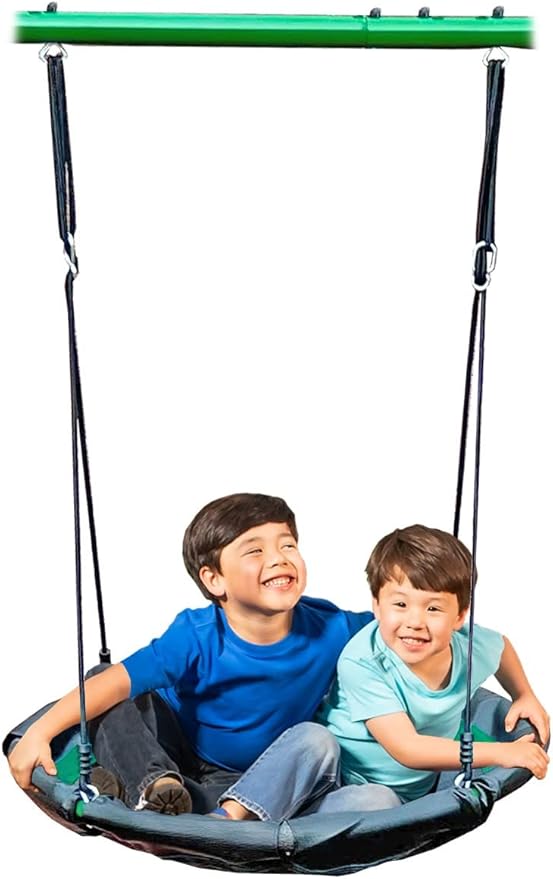 Swing, Climb and Glide Play Center. Backyard Playground Set. Easy Assembly, 7 User / 5 Station Metal Outdoor Play Set for Kids with Two Climbing Stations. 176 L x 69 Deep x 73 H, by XDP Recreation