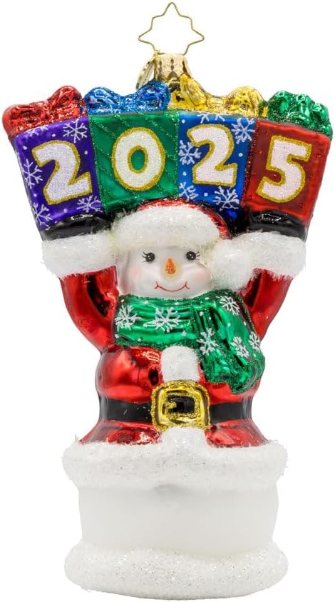 Christopher Radko Hand-Crafted European Glass Christmas Tree Decorative Ornament, 2025 Snowman Greetings