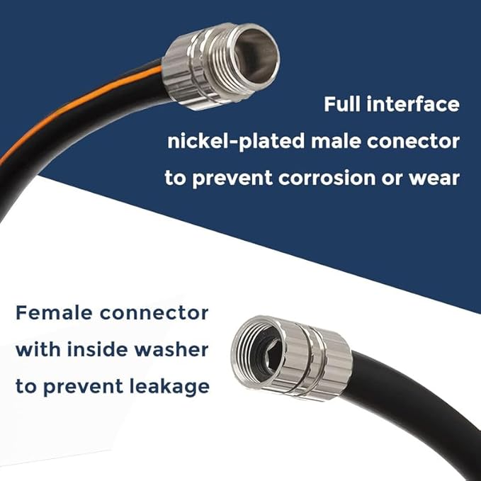 Giraffe Tools Garden Hose 50ft x 5/8, Custom Length, Heavy Duty, No Kink, Flexible, Rubber Garden Hose, Leakproof Water Hose with Male to Female Fittings, 600 Burst PSI