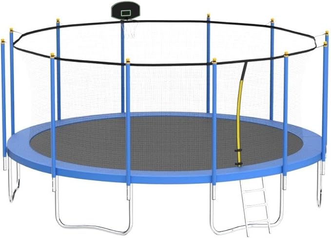 DeepRoar 2026 Upgraded 8FT 10FT 12FT 14FT 15FT 16FT Outdoor Tranpoline for Kids, Big tranpoline with Basketball Hoop, Lights, Sprinkler & Socks, Heavy Duty tranpoline 1500LB, ASTM Approved Tranpoing