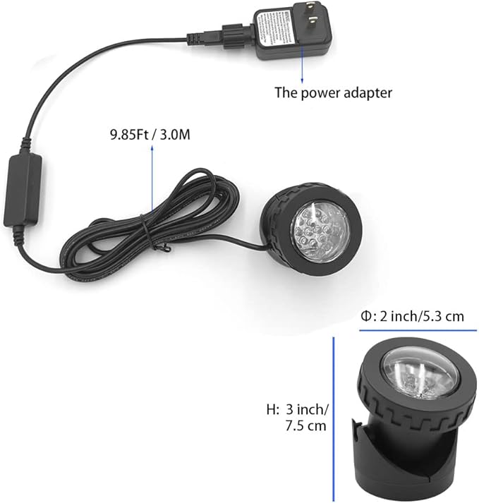 Colored Pond Lights with Timer, APP Control RGB Fountain Light IP68 Waterproof, Dimmable Outdoor Landscape Lights for Fish Tank Pond Fountain Garden (1 Light)