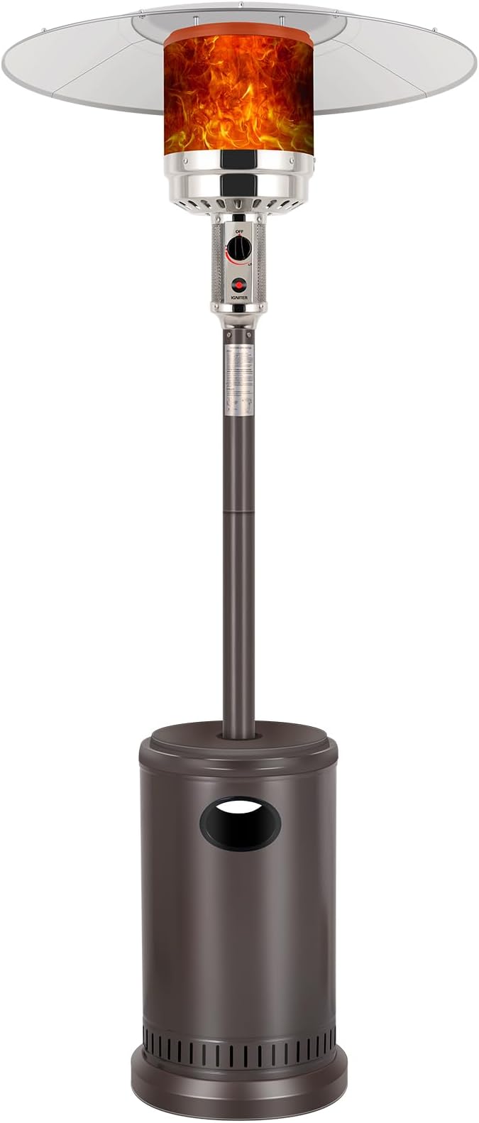 Hykolity 50,000 BTU Propane Patio Heater, Stainless Steel Burner with Wheels, Table Design, Triple Protection System Outdoor Heaters for Garden, Patio, Commercial and Residential, Brown