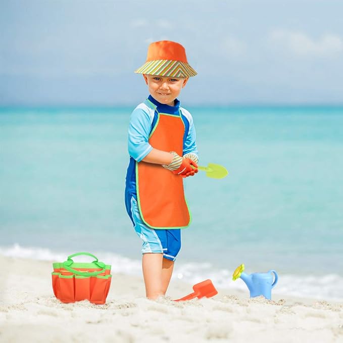 Kids Garden Tools Set with Sun Hat,Gloves,Apron,Storage Bag,Watering can,2pcs of Pots and 3pcs of Tools for Realing Gardening or Sand Outdoor Play