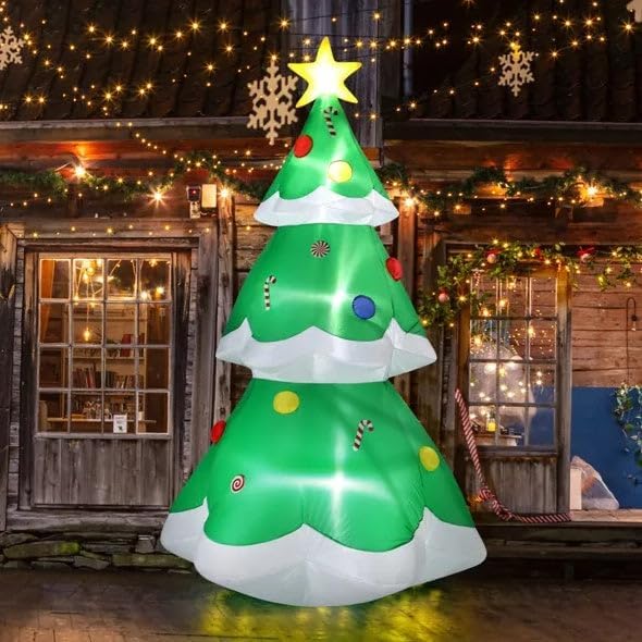 6.9 FT Lighted Christmas Inflatable Decoration, Inflatable Christmas Tree, Blow Up Yard Decorations with Built-in LED Lights for Holiday Party Front Yard Lawn Garden Decor