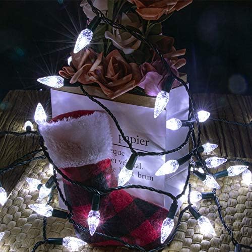 AWQ 300LED 108 FT C6 Christmas String Lights Plug in Fairy Twinkle String Lights 8 Modes Timer Function Waterproof Extendable for Indoor Outdoor Wedding Party Christmas Decoration (300, White)