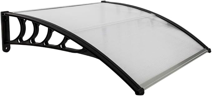 Window Awning Door Canopy Exterior- 38" x 40" Aluminum Door Awning, Polycarbonate Cover Patio Canopy Awning for House, Outside, Rain Snow & UV Resistant (Clear Board & Black Bracket)