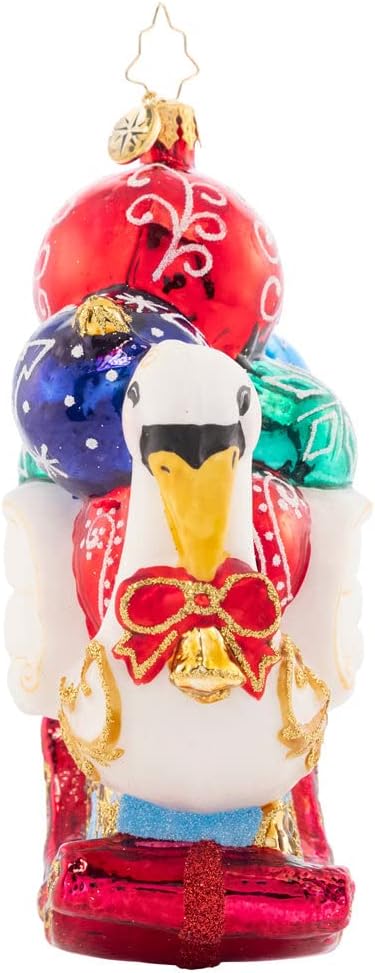 Christopher Radko Hand-Crafted European Glass Christmas Decorative Ornament, Festive Feathers