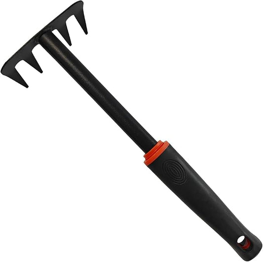 Small Garden Rake, Hand Rake & Cultivator Tool with Non-Slip Handle ? Hand Weeder for Weeding, Tilling Soil, Planting
