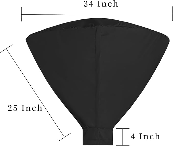 Outdoor 34 In Patio Heater Top Cover with Zipper and Storage Bag, Heavy-Duty Oxford Waterproof Round 34D Heater Cover Top for Standing Heat, Dustproof, Windproof,UV-Resistant (Top Cover Only, Black)