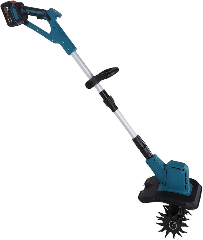 HEEPDD Tillers Tiller with 12000mAh Battery Adjustable Handle 360RPM Steel Tines for Lawn Soil Cultivation Home Gardening Tool Cordless Cultivator Electric Garden Gardening