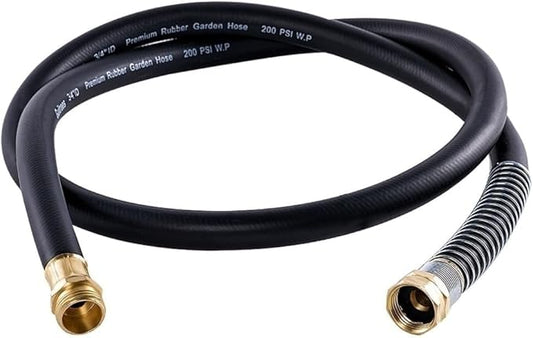 Leader Garden Hose 5ft x 3/4, Heavy Duty Short Water Hose, Male to Female Fittings, Five Layered Braiding for Durability, 1000PSI Burst, 300PSI Working (Black)