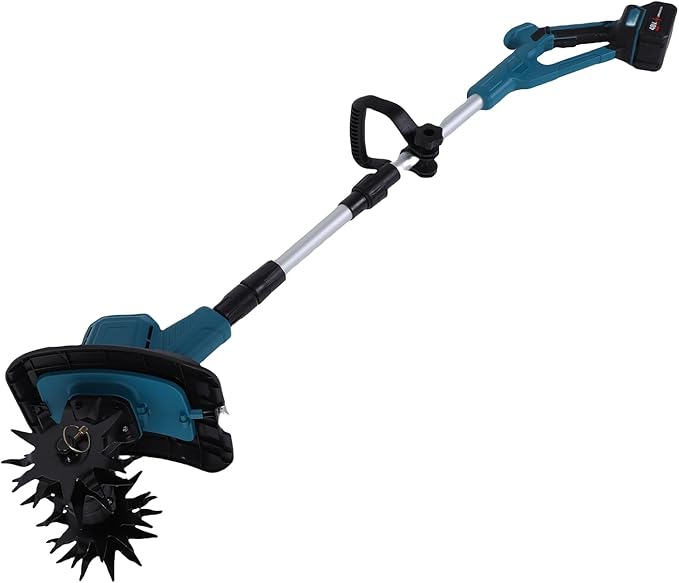 HEEPDD Tillers Tiller with 12000mAh Battery Adjustable Handle 360RPM Steel Tines for Lawn Soil Cultivation Home Gardening Tool Cordless Cultivator Electric Garden Gardening
