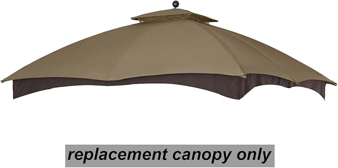 ABCCANOPY Riplock Gazebo Replacement Canopy Top for Lowe's Allen Roth #GF-12S004B-1, Khaki