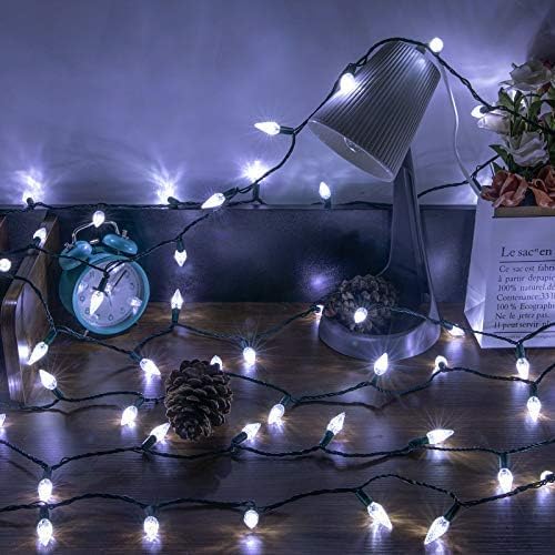 AWQ 500LED 173.8 FT C6 Christmas String Lights Plug in Fairy Twinkle String Lights 8 Modes Timer Function Waterproof Extendable for Indoor Outdoor Wedding Party Christmas Decoration (500, White)