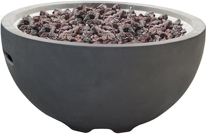 Nantucket Concrete Fire Pit 26 x 26 Outdoor Patio Firepit Includes Lava Rocks Modern Fire Pits & Outdoor Fireplaces for Garden, Deck, Indoor & Outdoor Heating