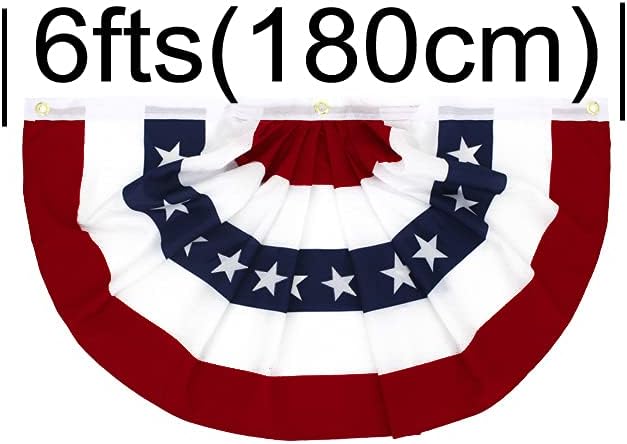 Flaglink 3x6Ft American Pleated Fan Flag Width Approx 180cm - US Patriotic Half Fan Bunting Flag 4 Pack