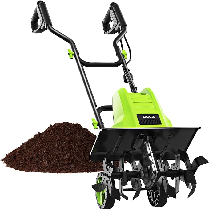 STEELITE 16-Inch Corded Electric Tiller, 13.5 Amp Powerful Garden Cultivator for Soil Preparation and Landscaping ? Lightweight, Durable, and Easy to Use