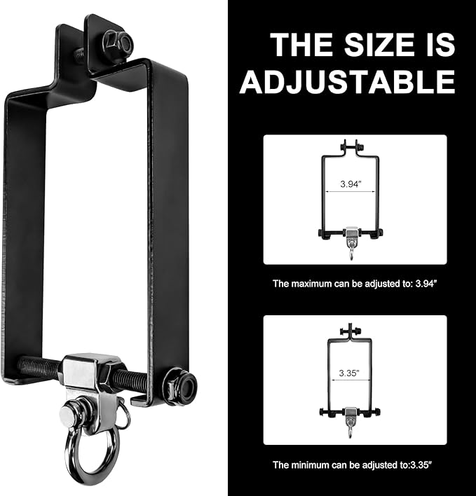 Heavy Duty Swing Hangers with 180¡Æ Snap Hooks Metal Swingset Accessories Swing Set Brackets Hardware Swingset Attachments Wooden Sets Playground Porch Outdoor Indoor (Black of 2Pcs)