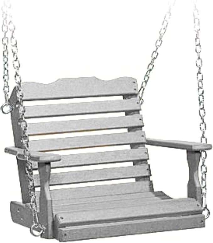 DutchCrafters Poly Kids Swing Seat, Outdoor Swing for Kids Ages 2-6, Toddler Swings for Swingset Accessories Outdoor Playground Swings, Recycled HDPE Plastic - Amish Made in USA (Gray)