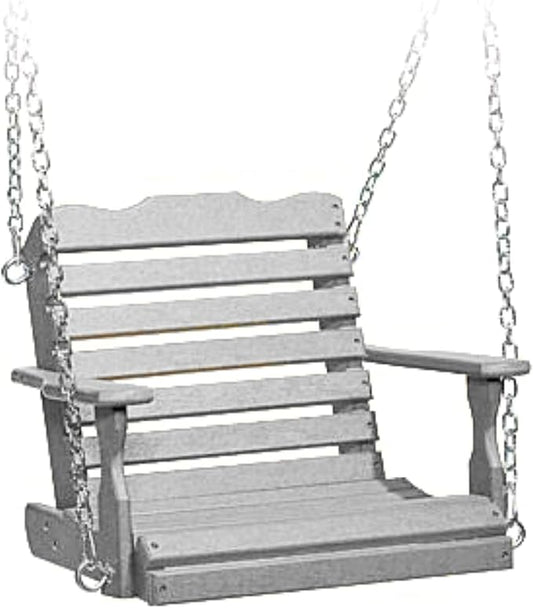 DutchCrafters Poly Kids Swing Seat, Outdoor Swing for Kids Ages 2-6, Toddler Swings for Swingset Accessories Outdoor Playground Swings, Recycled HDPE Plastic - Amish Made in USA (Gray)