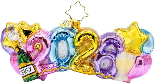 Christopher Radko Hand-Crafted European Glass Christmas Tree Decorative Ornament, Cheers to 2026