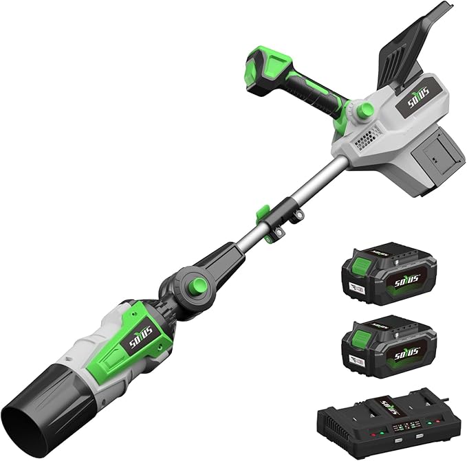 SOYUS Leaf Blower Cordless, 650 CFM/165 MPH Electric Cordless Leaf Blower, with 2 x 4.0Ah Batteries and Charger Included, Brushless Motor and 5 Speed Mode for Lawn, Yard, Garage, and Sidewalk Cleaning