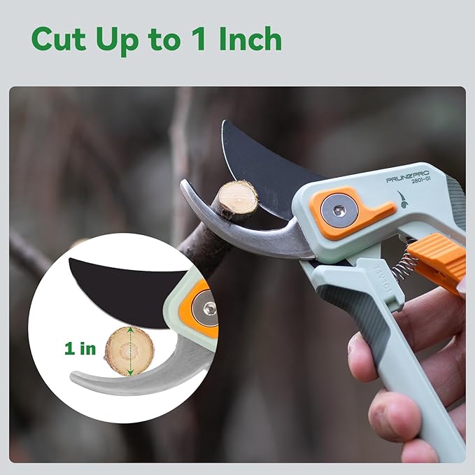 PrunePro 8" Professional Pruning Shears for Gardening 2 Pack Bypass Hand Pruner Stainless Steel Sharp Garden Scissors Plant Flower Rose Garden Clipper