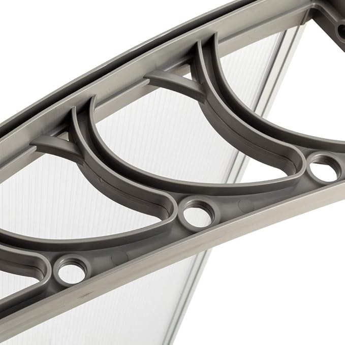 Window Awning Door Canopy Exterior- 32" x 40" Aluminum Door Awning, Polycarbonate Cover Patio Canopy Awning for House, Outside, Rain Snow & UV Resistant (Clear Board & Grey Bracket)