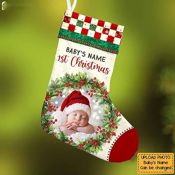 LOVELYPOD Christmas Stockings Personalized with Name, 19" Christmas Stocking Baby First Christmas Stocking 2023, Xmas Stocking Holiday Christmas Decoration Gifts for Family Kids