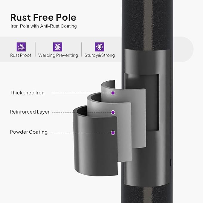 PURPLE LEAF Gazebo Snow Support Pole Adjustable Telescopic Heavy Duty Steel Brace to Prevent Snow Collapse (Extends 7.32 ft to 10.4 ft)