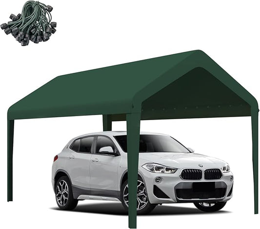 Canopy Replacement Cover, Carport Replacement Canopy, 800D Oxford Waterproof & UV Protected Tarp with Ball Bungees (Frame is not Included) (Green, 10x20)