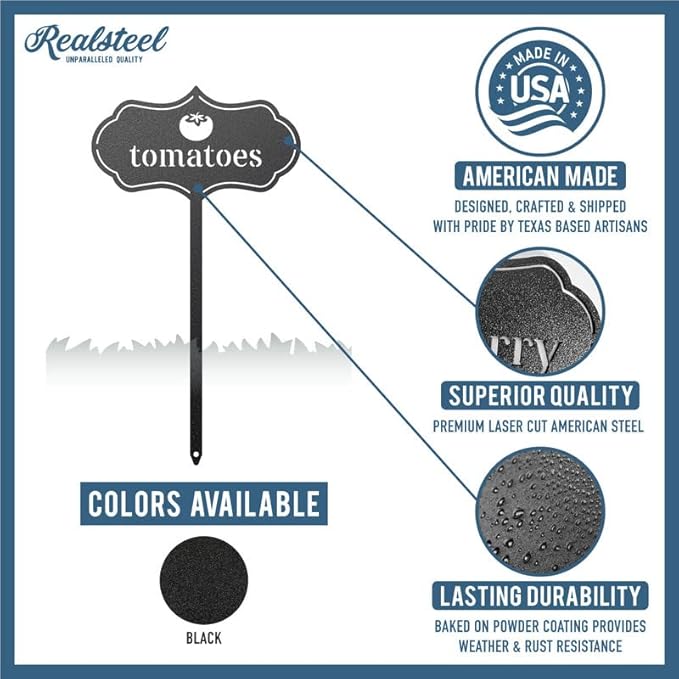 RealSteel - Seed & Plant Markers - Indoor/Outdoor Herb Garden Stakes - Elegant Fruit/Vegetable Seed Labels - Durable Plant Tags for Pots - Classy Design for Farmhouse/Greenhouse (Mint)