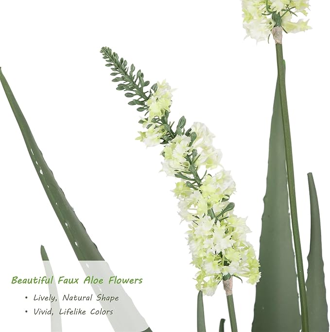 3ft UV Resistant Artificial Aloe Vera Plant in Brown Woven Planter,38" Faux Aloe Plant with Realistic Leaves and Flowers for Front Porch Patio Living Room Pool Indoor & Outdoor Decor