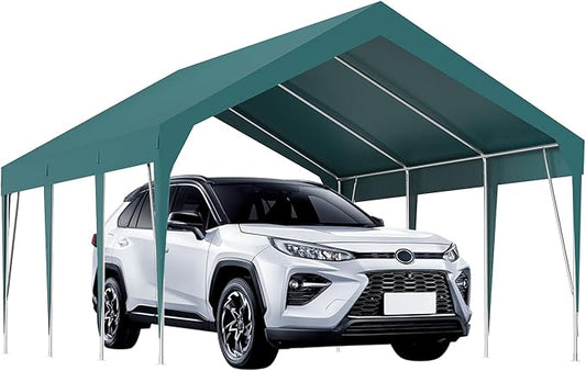 13x20FT Industrial-Strength Portable Carport, Waterproof Outdoor Canopy Shelter with Sturdy Steel Frame, Adjustable Height for Vehicle Boat Storage