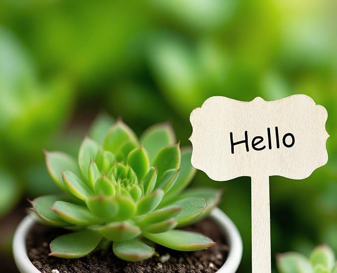 100 Pcs Wood Plant Labels, Natural Wooden Plant Marker Garden Sign Tags, T-Type Garden Markers for Succulents, Herbs, Seedlings, Potted, Flowers, Vegetables (Polygon)