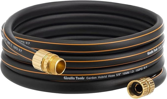 Giraffe Tools Leader Hose 5/8 x 10ft, Custom Length, No Kink, Flexible, Leakproof Water Hose, Male Female Fittings, 600 Burst PSI, 10ft, Black Orange