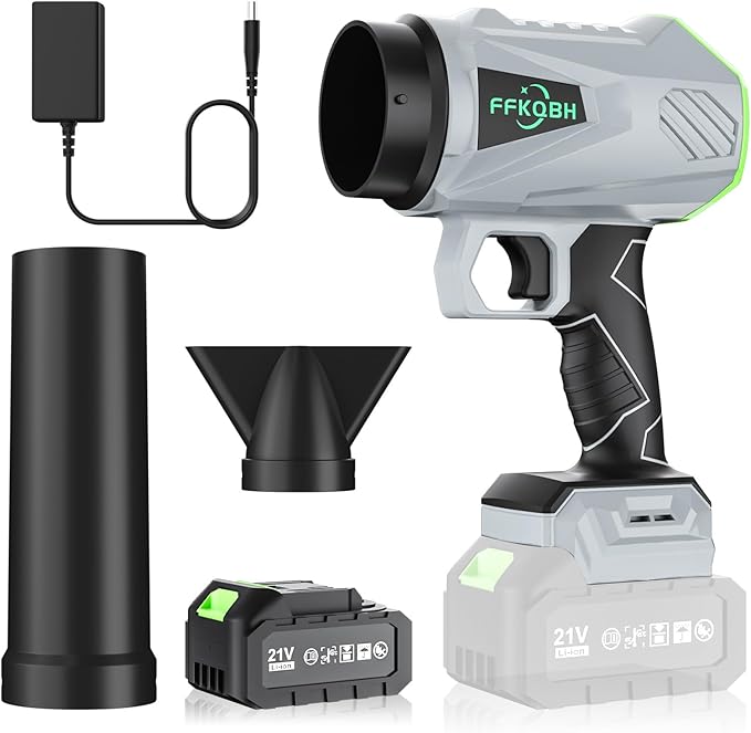 Leaf Blower Cordless with High Power,with Battery and Charger£¬Extended Nozzle, Lightweight Handheld Design, Leaf Blower for Patio Cleaning,car Blowing Water,Lawn Care (1PC Battery)