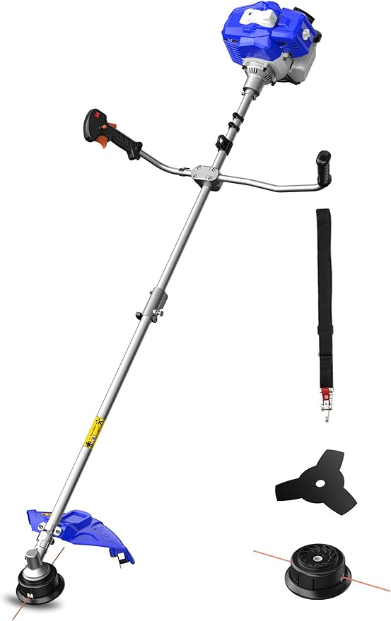 WILD BADGER POWER 52cc Weed Wacker Gas Powered, 3 in 1 String Trimmer/Edger 18¡¯¡¯ with 10¡¯¡¯ Brush Cutter,Rubber Handle & Shoulder Strap Included