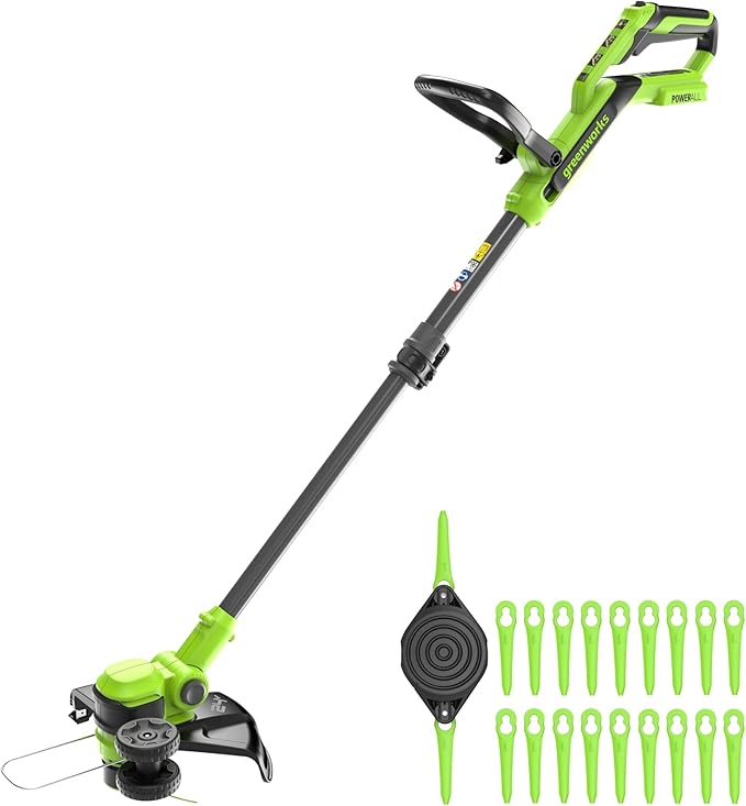 Greenworks 24V 12 Cordless String Trimmer/Edger with 20 Replacement Blades, Battery and Charger Not Included