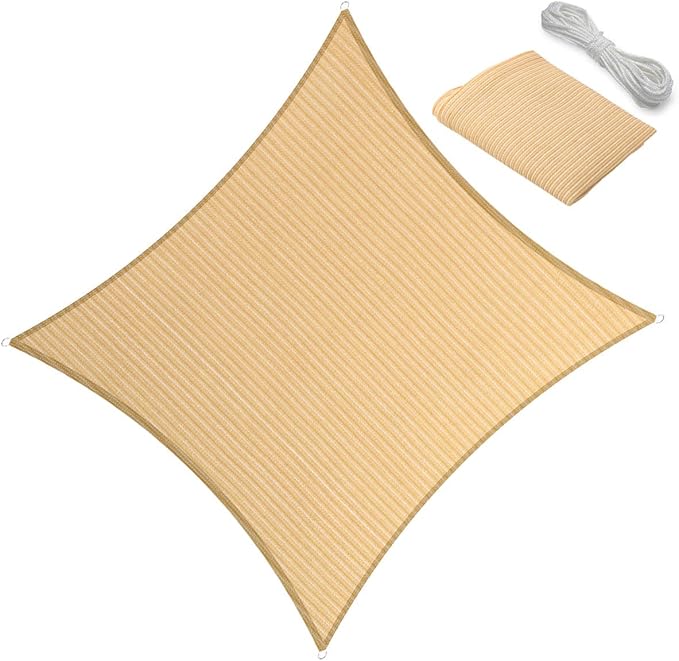 16' x 16' Sun Shade Sail Canopy Awning Permeable Fabric Pergola Cover, for Outdoor Patio Lawn Garden Backyard Carport, Beige