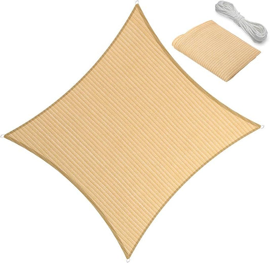 14' x 14' Sun Shade Sail Canopy Awning Permeable Fabric Pergola Cover, for Outdoor Patio Lawn Garden Backyard Carport, Beige