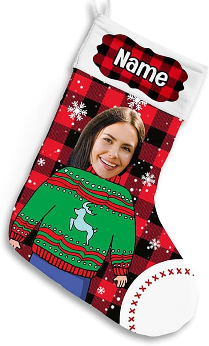 LOVELYPOD Christmas Stockings Personalized with Name, 19" Christmas Stocking Christmas Family Custom Photo Stocking 2023, Xmas Stocking Holiday Christmas Decoration Gifts for Family Kids