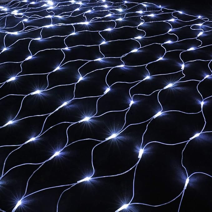 Joomer Christmas Net Lights - 2PACK 12FT x 5FT 360 LED Plug-in Mesh Lights, Waterproof with 8 Modes, Timer, Connectable for Bushes, Trees, Garden, Outdoor Christmas Decor (Clear Wire, White)