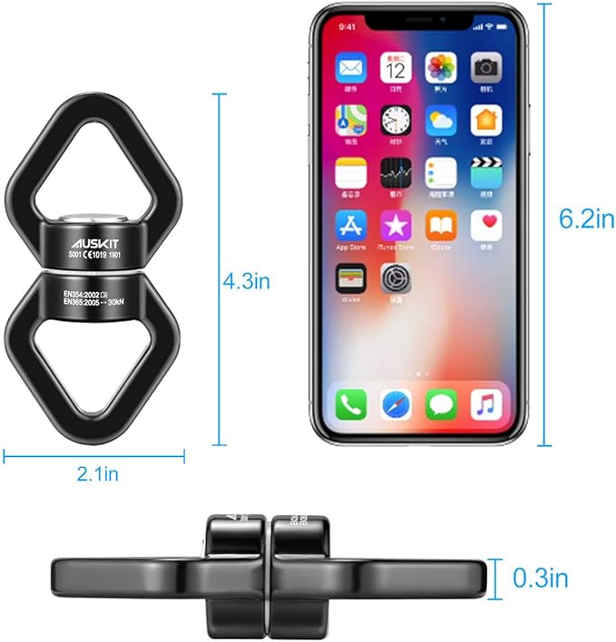 Black Swing Swivel, 30 KN Safest Rotational Device Hanging Accessory