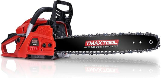 62cc Gas Chainsaw, 3.5-HP, 18 Inch Gas Powered Chainsaw, 2-Stroke Chainsaws with Automatic Oiler, Gasoline Chain Saw for Cutting Wood Outdoor Garden Farm Home, Red